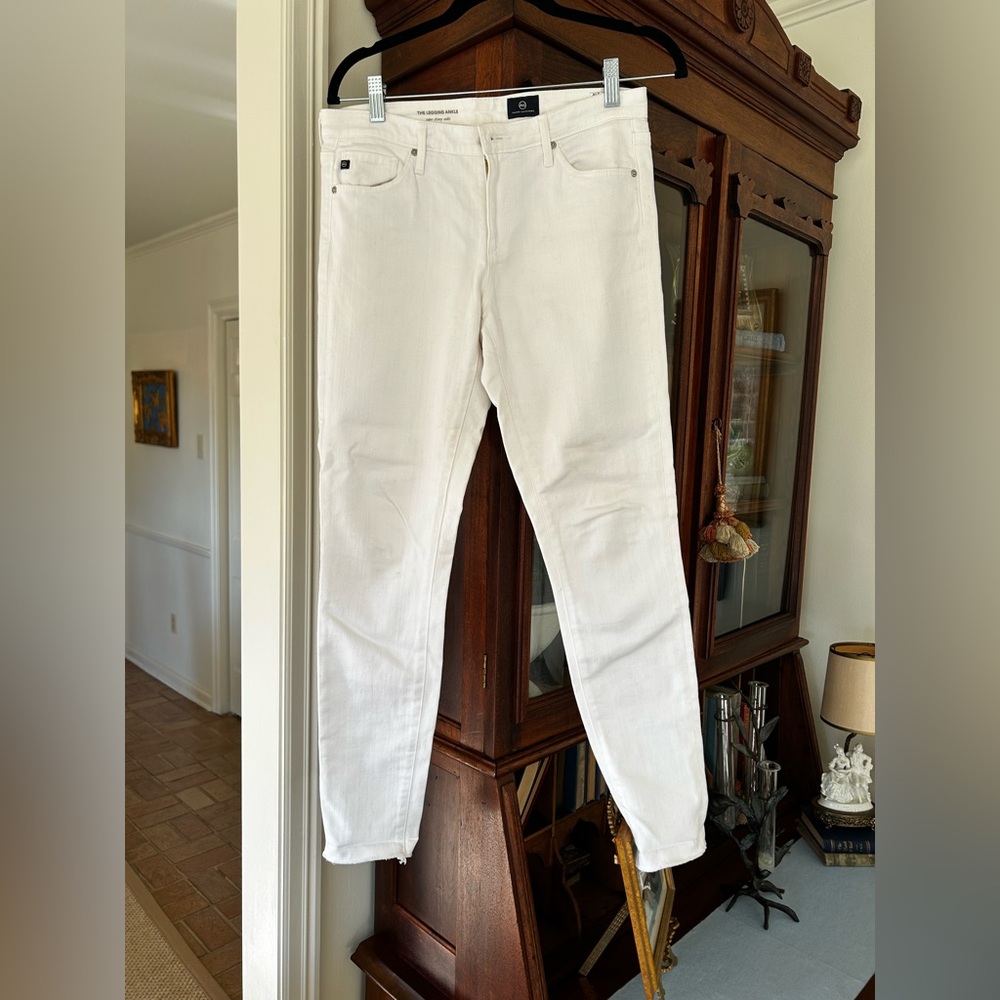 AG Adriano Goldschmied white Ankle Jeans frayed super skinny legging jeans 27 R